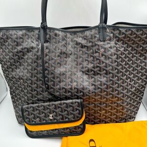 Goyard Saint Louis GM black Goyardine Canvas Tote bag with pouch like New ❤️